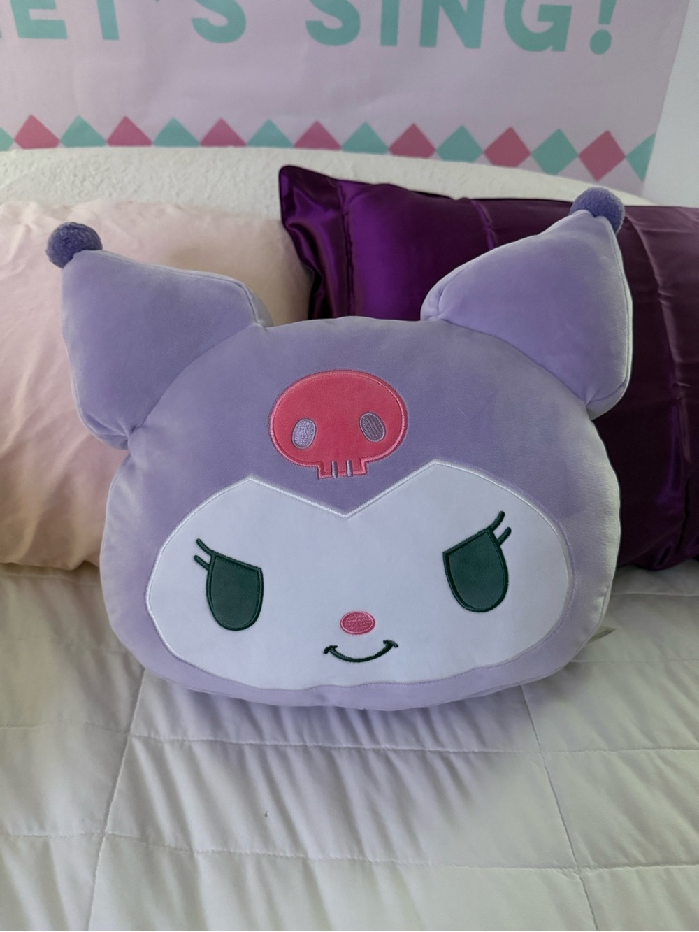 Purple Sanrio Kuromi face pillow Miniso
NWT 15"
